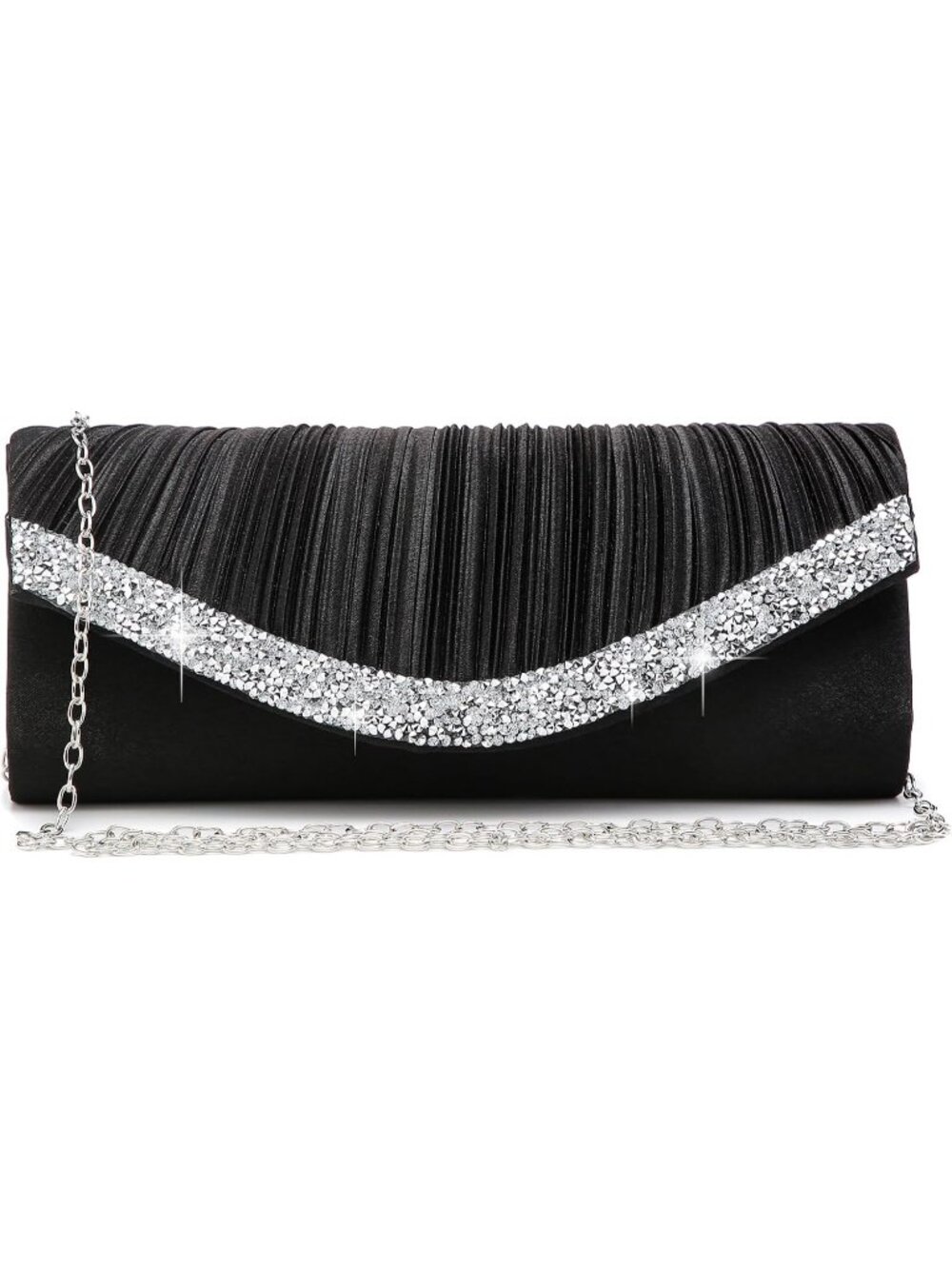 Women's Black  Rhinestone Evening Clutch Purse Formal Hand Bag Prom Party Bag